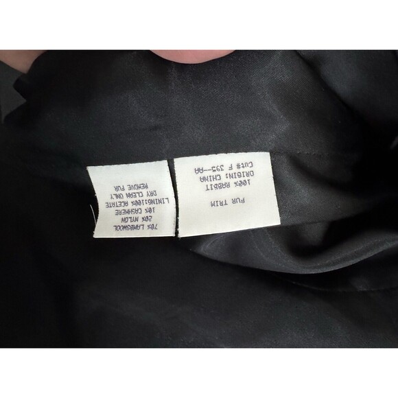 Kristen Blake Black Trench Coat Women's Sz 10 Wool Cashmere & Rabbit Fur Collar - Picture 4 of 6
